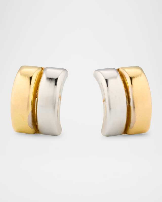 18K Bi-Color Gold Baby Huggie Earrings